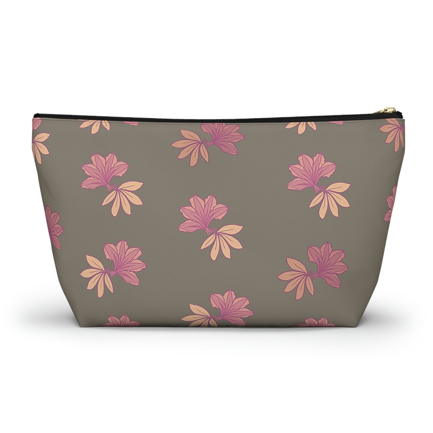 Naupaka Taupe & Pink Accessory Pouch w T-bottom