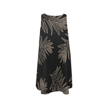 Load image into Gallery viewer, Laua&#39;e Fern Hawaiian Print - Black &amp; Taupe Sleeveless A Line Dress with Pockets Sleeveless A-Line Pocket Dress