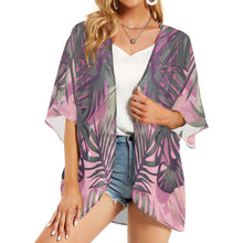 Load image into Gallery viewer, Hawaiian Tropical Print Pink Kimono Chiffon Cover Up