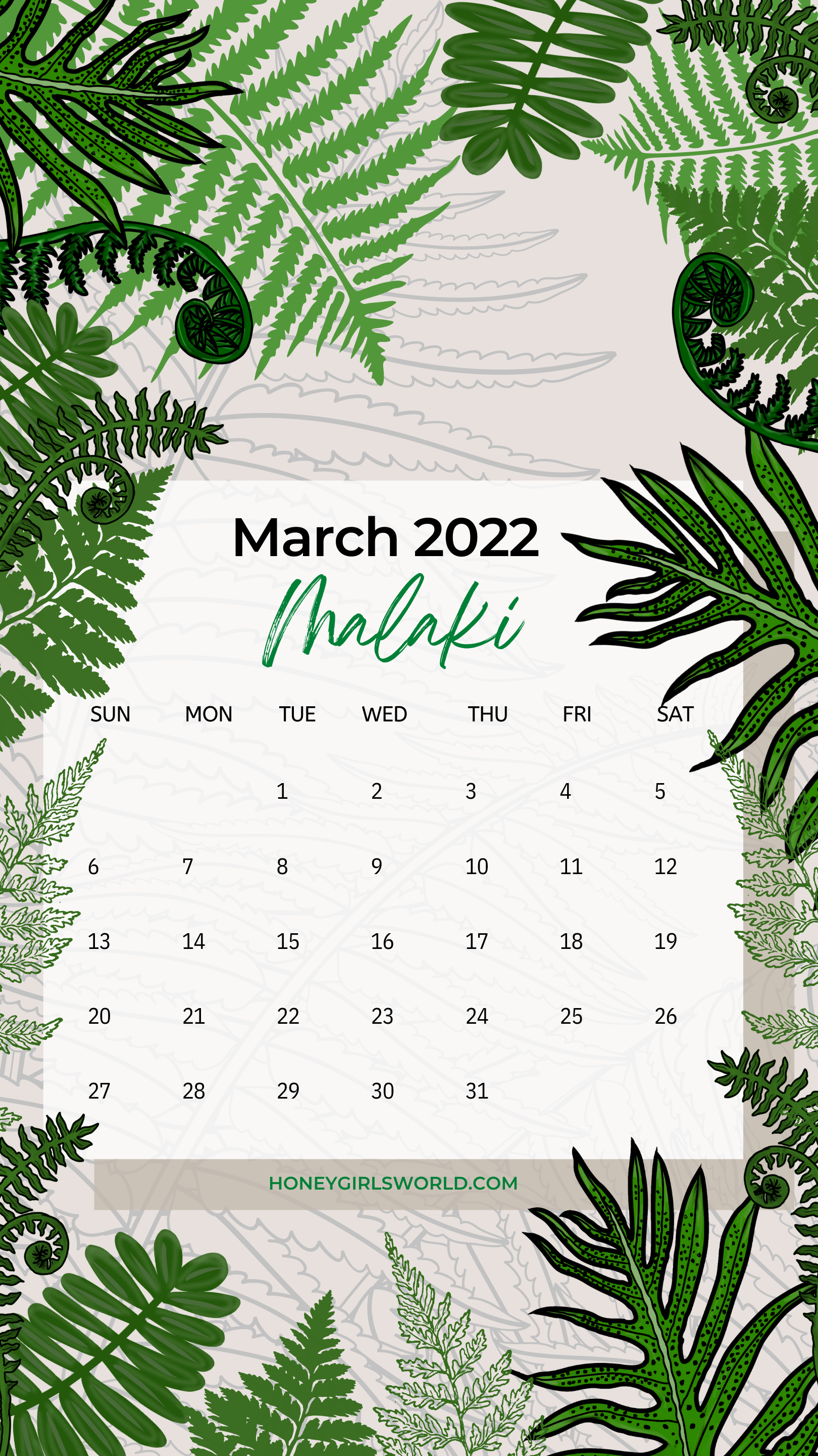 Hawaiian Fern SmartPhone Wallpaper - March 2022 (Malaki) Freebie