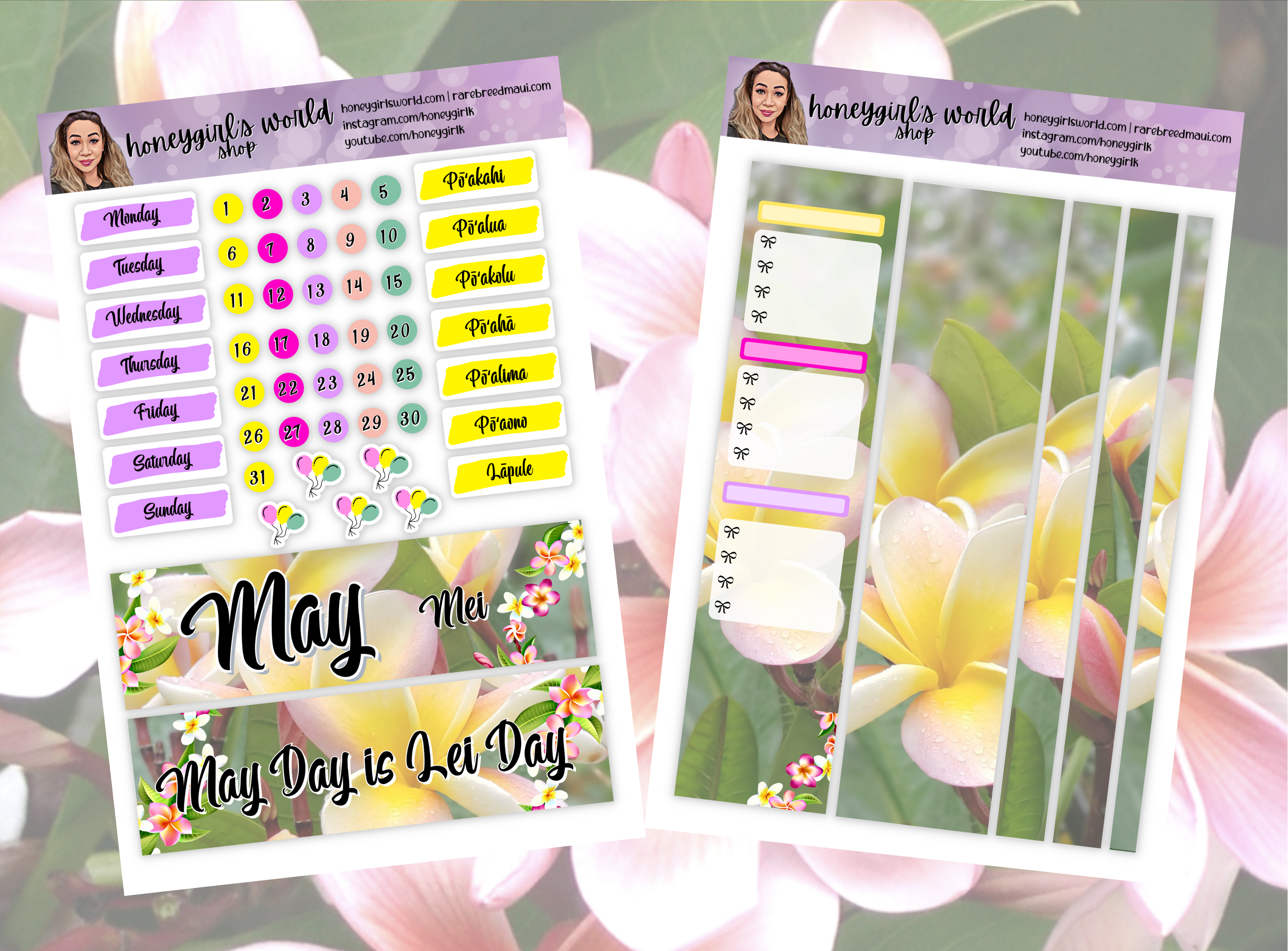 Transparent Monthly Planner Flower Stickers (12 Sheets) - Clear Floral Stickers for Calendar Planners