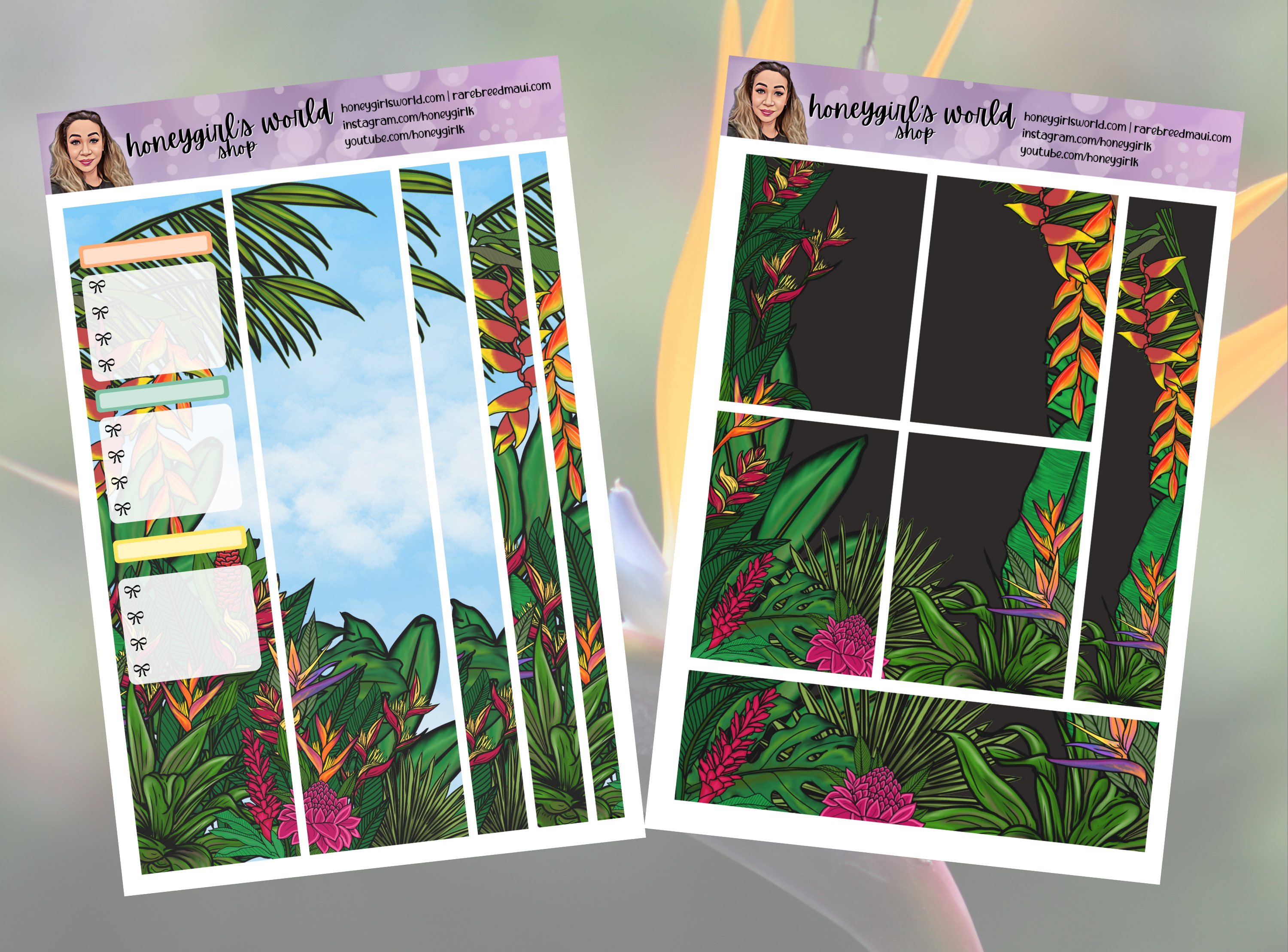 August Monthly Planner Sticker Kit - Beautiful Hawaiian Day - 6 Pages Total