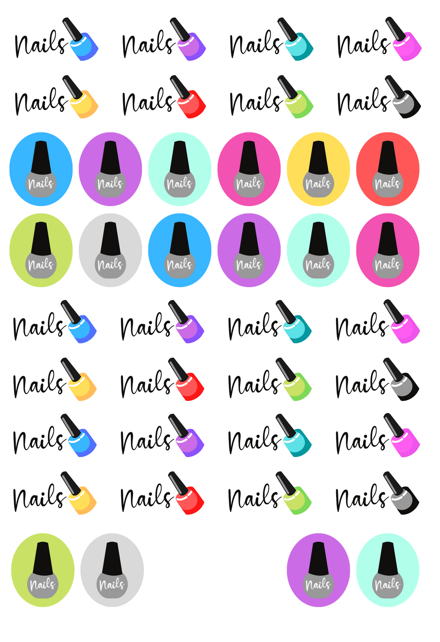 Nail Polish Self Care Sticker Sheet (colorful)