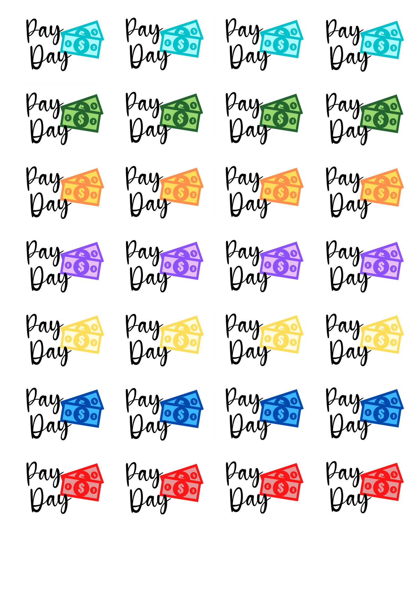 Pay Day Sticker Sheet (colorful)