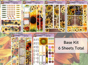 September Monthly Planner Sticker Kit - Sunflowers - 13 Pages Total