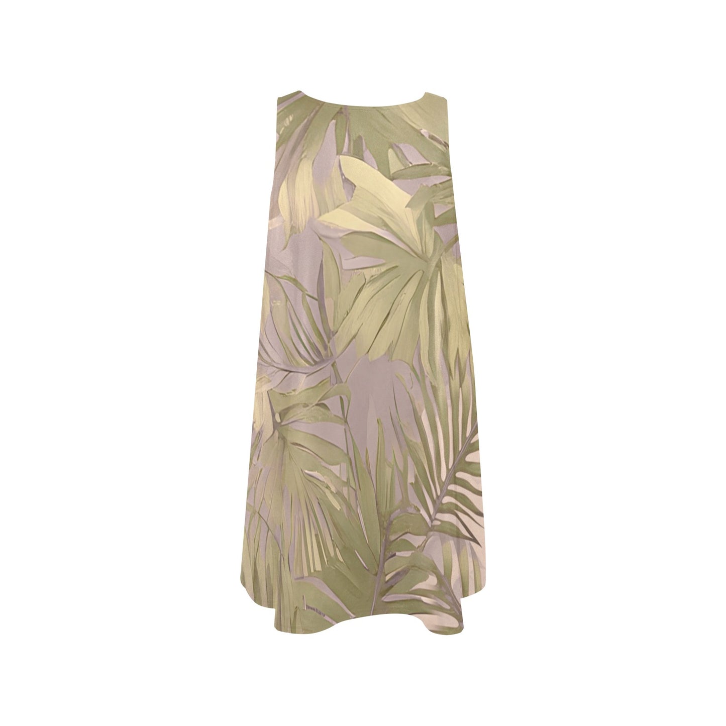 Hawaiian Tropical Print Soft Tones Women's Sleeveless A Line Dress