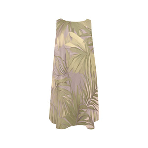 Hawaiian Tropical Print Soft Tones Women's Sleeveless A Line Dress