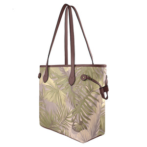 Hawaiian Tropical Print Soft Tones Canvas Tote Bag