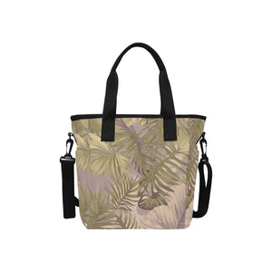 Hawaiian Tropical Print Soft Tones Tote Bag Crossbody with Shoulder Strap