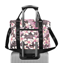 Load image into Gallery viewer, Plumeria Hawaiian Print Large Capacity Duffle Bag with Trolley Sleeve