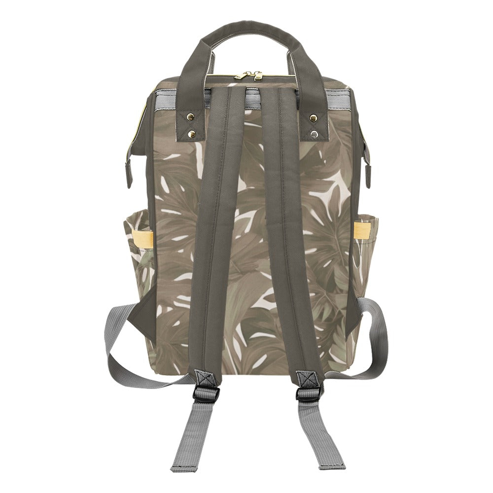 Monstera Hawaiian Print Multi-Function Backpack - Neutral Tones