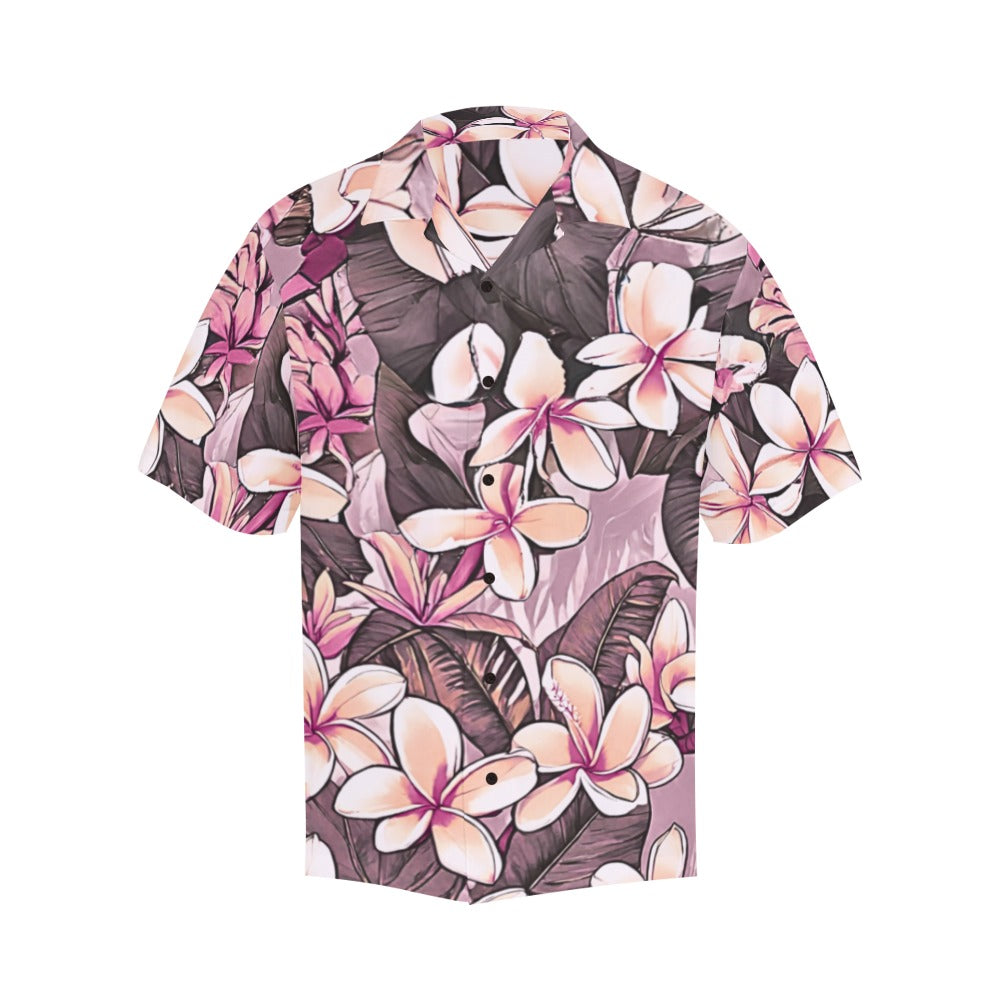 Plumeria Hawaiian Print Men's Aloha Shirt - Pink Tones