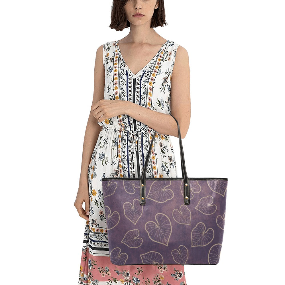 Kalo Taro Lavender Tote Bag Chic Faux Leather Tote Bag