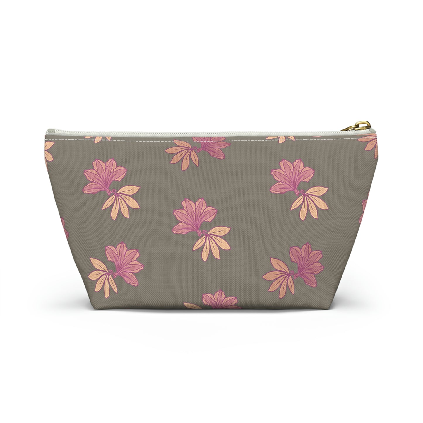 Naupaka Taupe & Pink Accessory Pouch w T-bottom