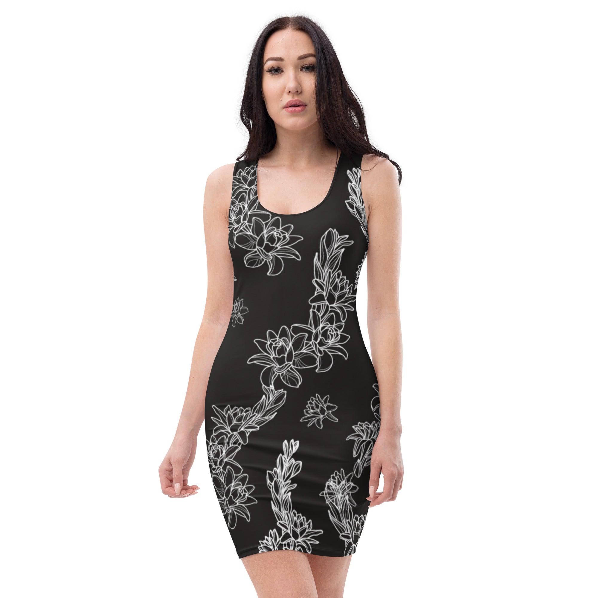 Tuberose Fitted Dress - Black and White