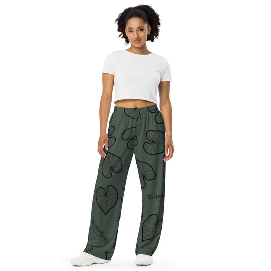 Unisex Kalo Taro Hawaiian Print Wide-leg Pants