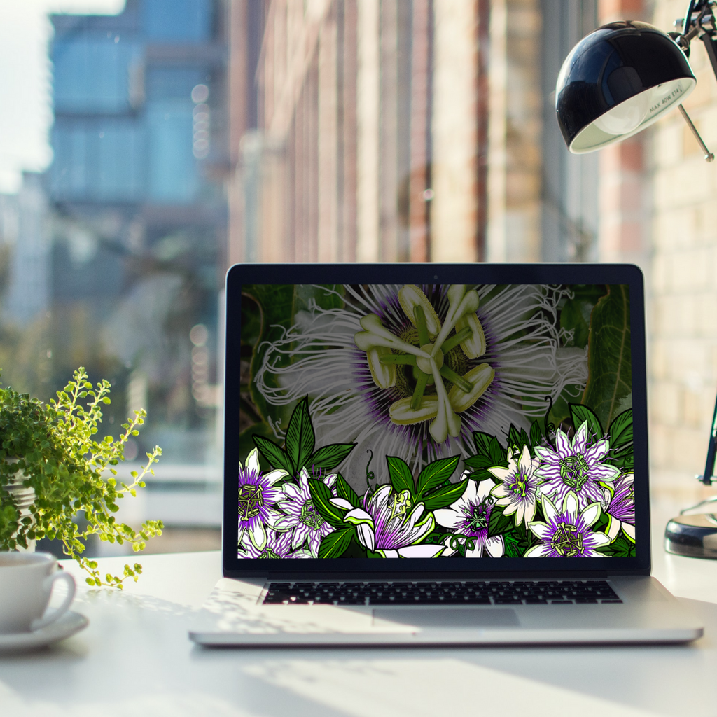 April Spring Passion Fruit Lilikoi Blossom Desktop Wallpapers - April 2022 ('Apelila) Freebies