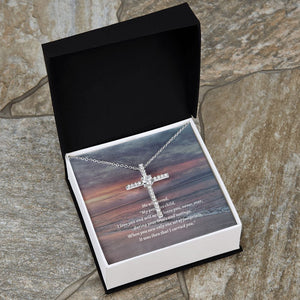 Footprints - CZ Cross Necklace