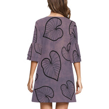 Load image into Gallery viewer, Kalo Taro Lavender Watercolor Hawaiian Print Dress Half Sleeves V-Neck Mini Dress