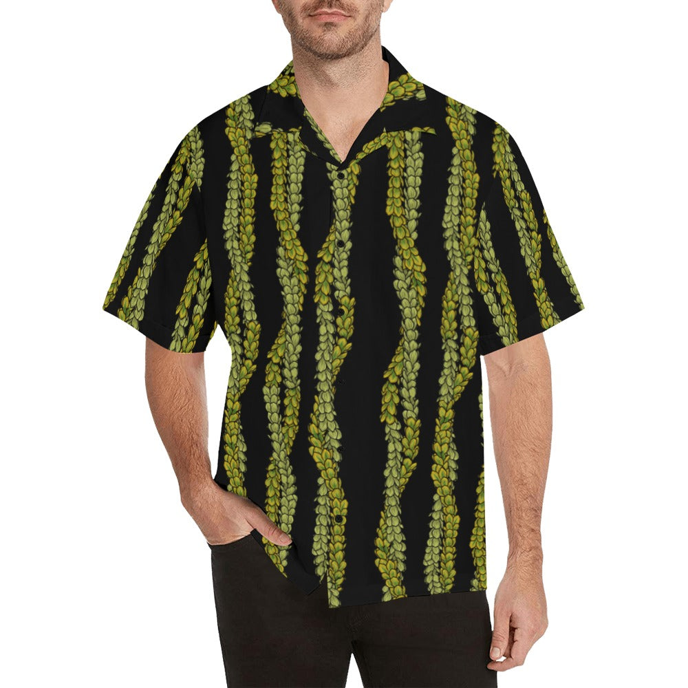 Pakalana Lei Hawaiian Print Men's Aloha Shirt - Black Hawaiian Shirt