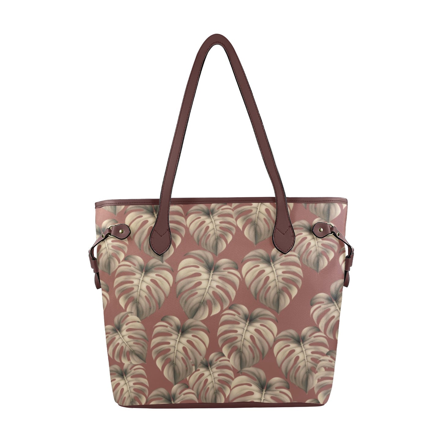 Monstera Mauve Canvas Tote Bag