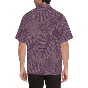 Ulu Breadfruit Hawaiian Print Men's Aloha Shirt - Purple Hawaiian Shirt
