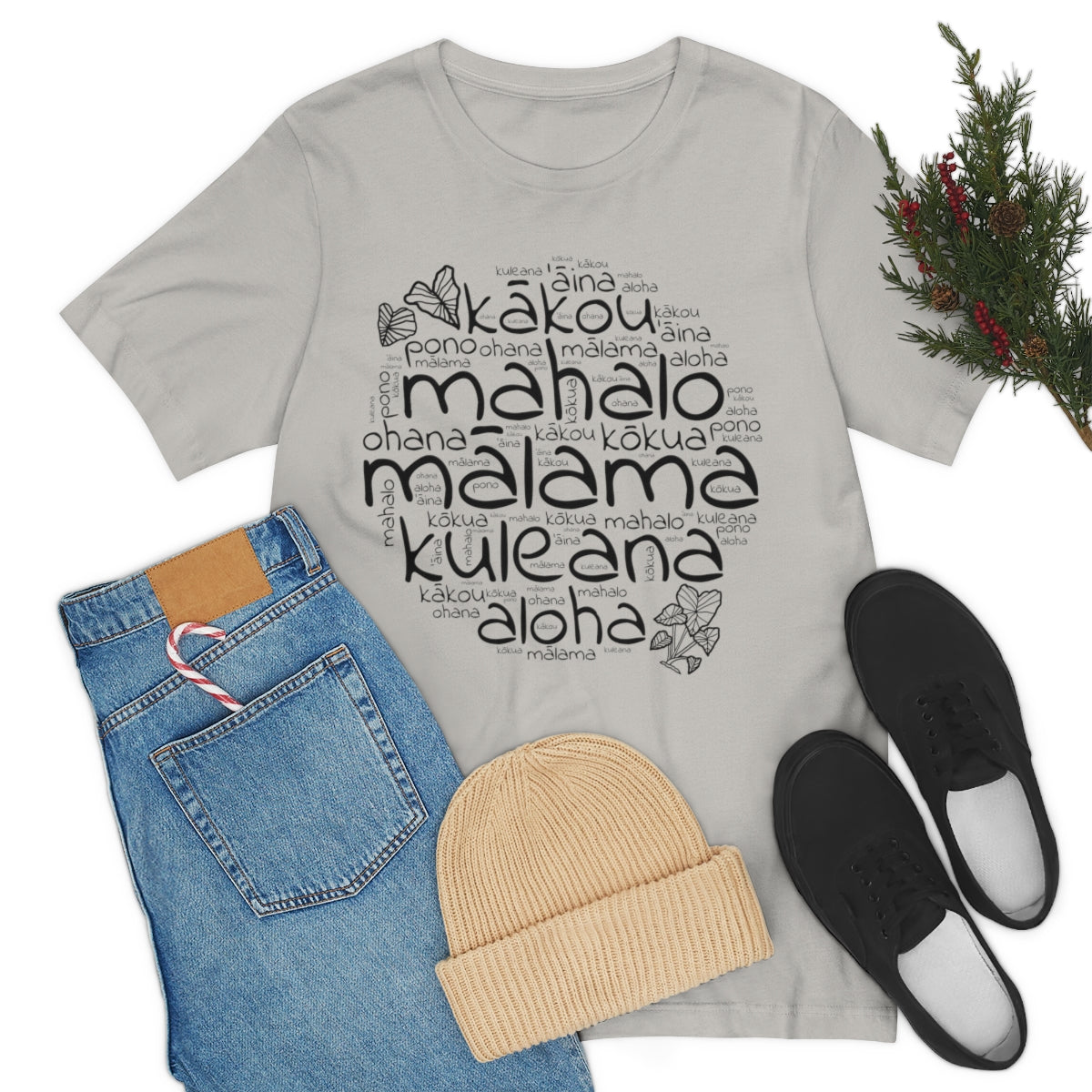 Hawaiian 'Olelo Hawai'i Kuleana with Kalo Plant T-Shirt, Unisex Jersey Short Sleeve Tee