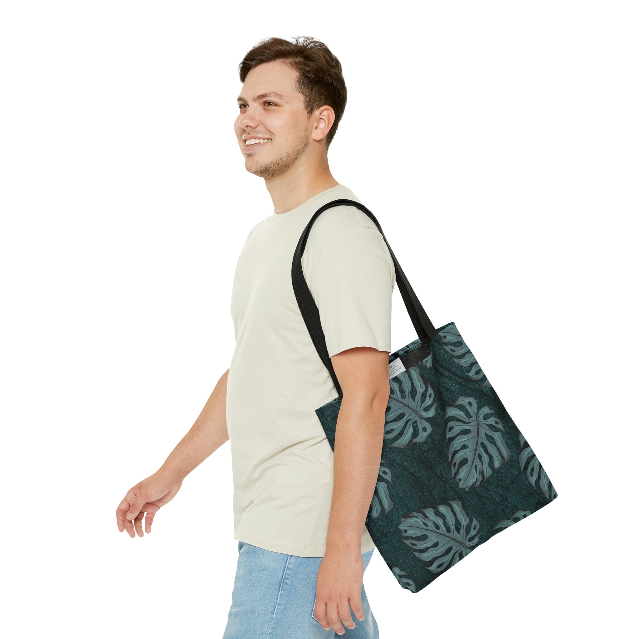 Monstera Teal Watercolor Tote Bag