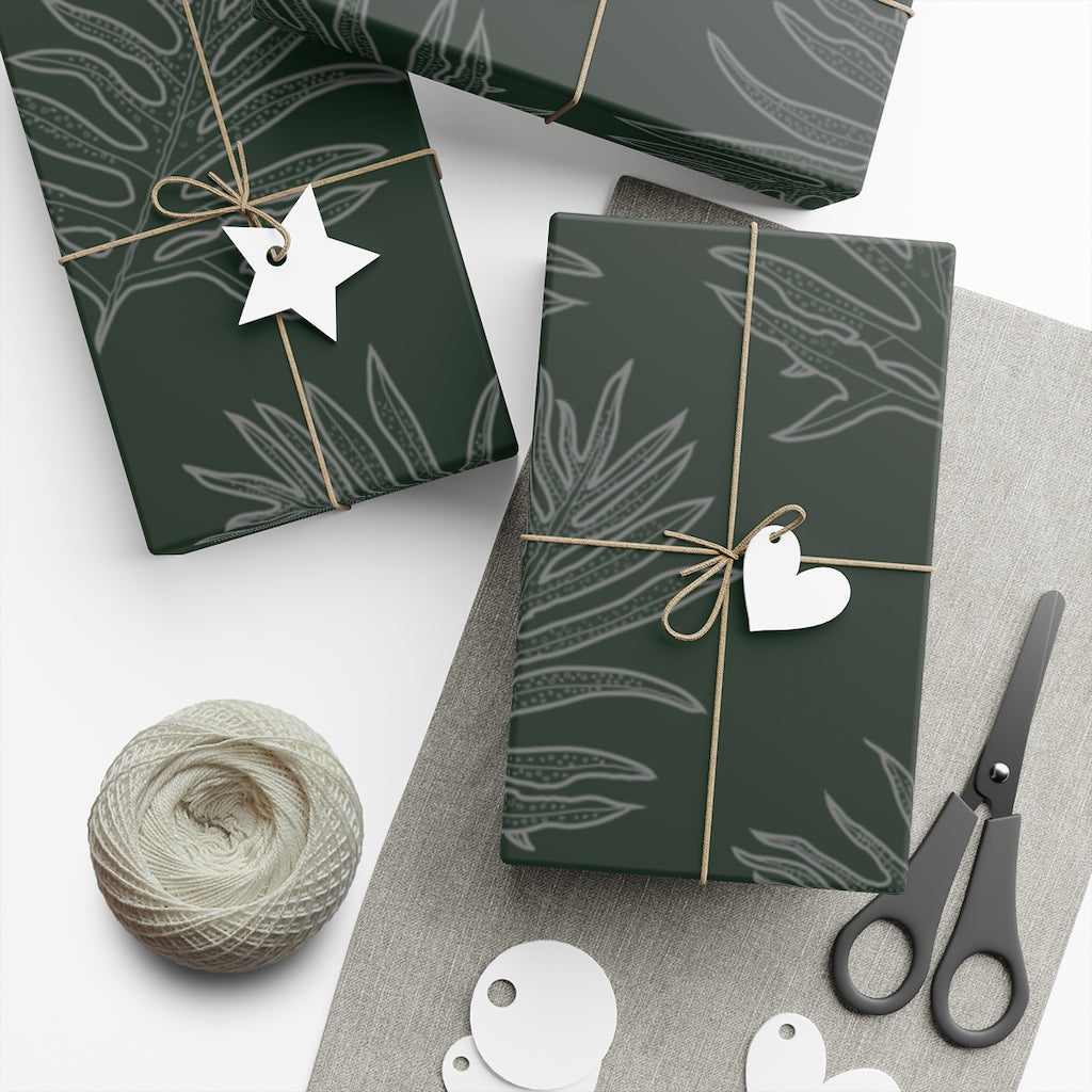 Laua'e Fern Gift Wrap Paper, 1pc - Dark Green