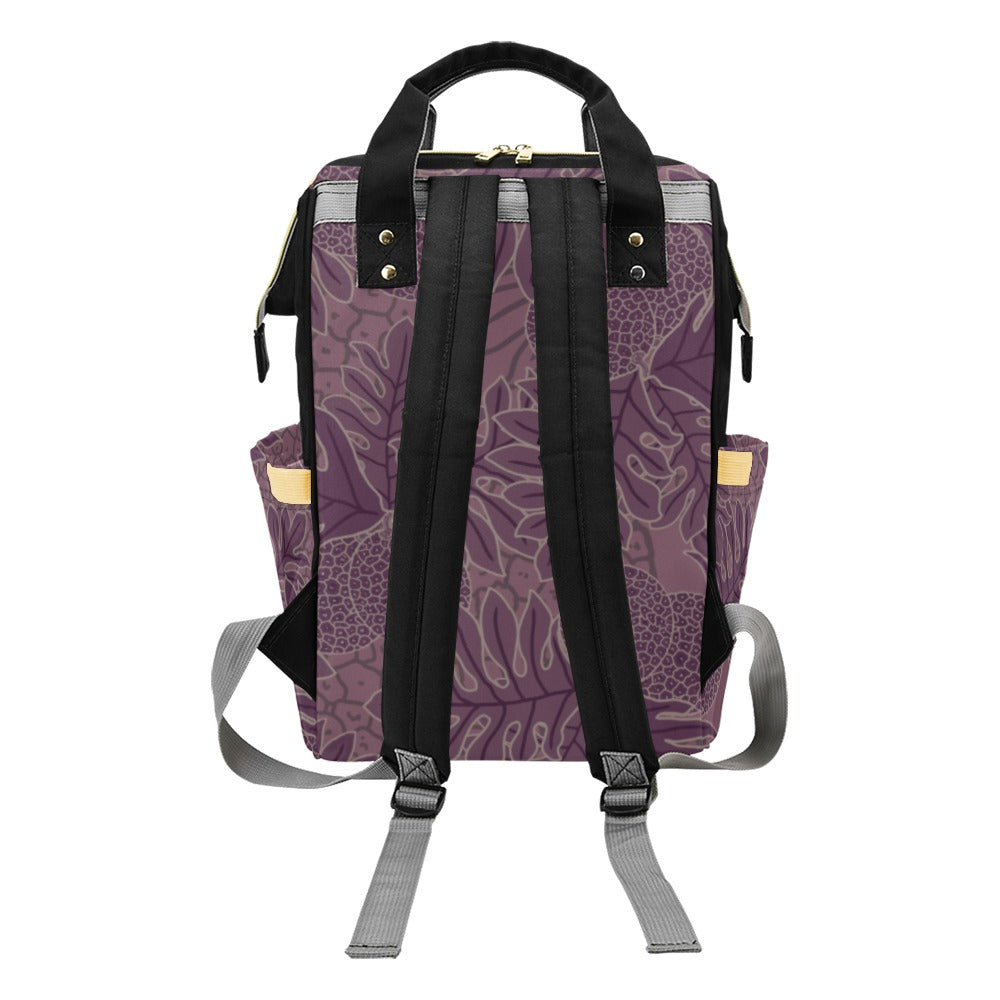 Ulu Breadfruit Hawaiian Print Purple Multi Function Backpack