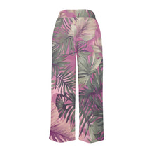 Load image into Gallery viewer, Hawaiian Tropical Print Pink Tones Wide Leg Palazzo Style Drawstring Pants