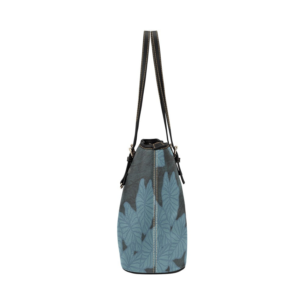 Kalo Blue Faux Leather Tote Bag / Large