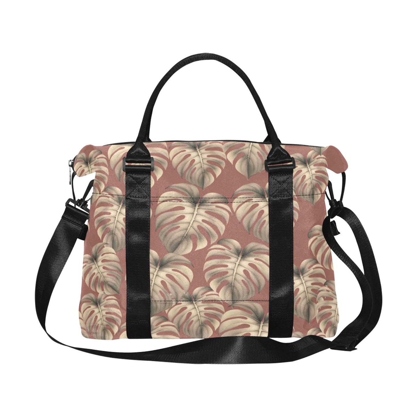 Monstera Mauve Large Capacity Duffle Bag with Trolley Sleeve