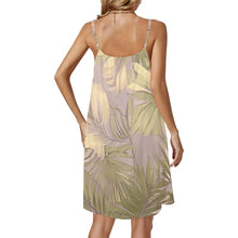 Load image into Gallery viewer, Hawaiian Tropical Print Soft Tones Women&#39;s Drawstring Neck Sleeveless Dress