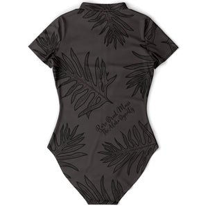 Laua'e Hawaiian Print Fern Short Sleeve Zipper Bodysuit