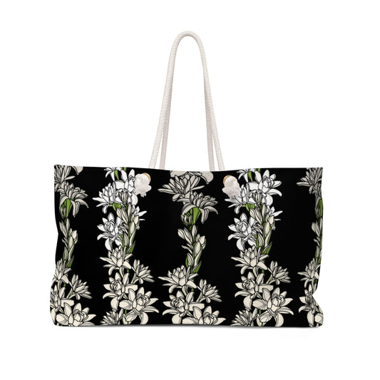 Hand-drawn and illustrated Tuberose Flower Design - Weekender Bag