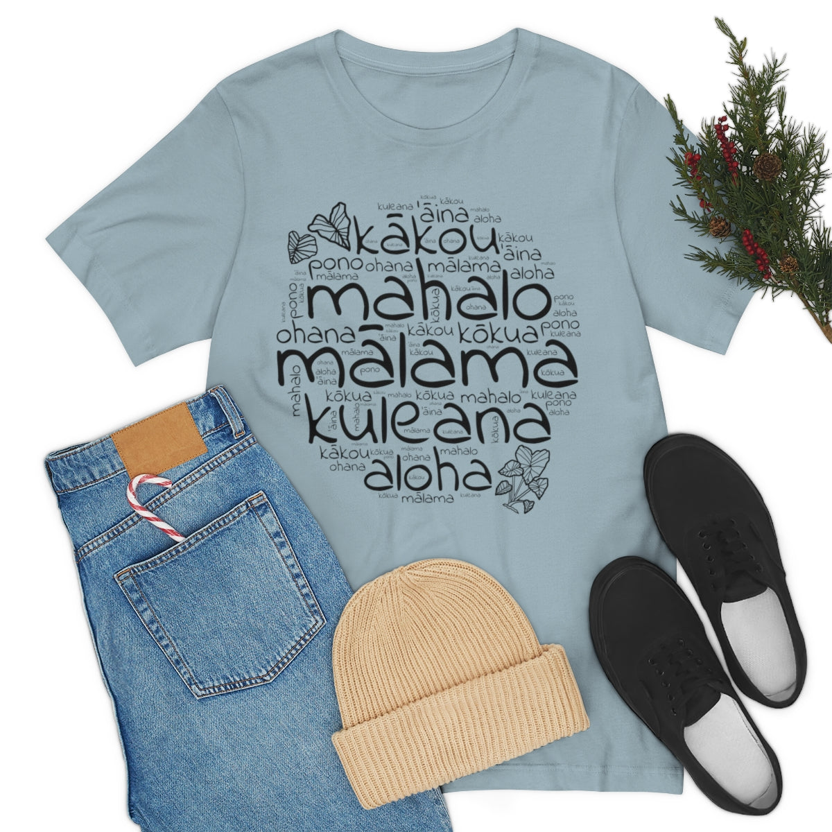 Hawaiian 'Olelo Hawai'i Kuleana with Kalo Plant T-Shirt, Unisex Jersey Short Sleeve Tee