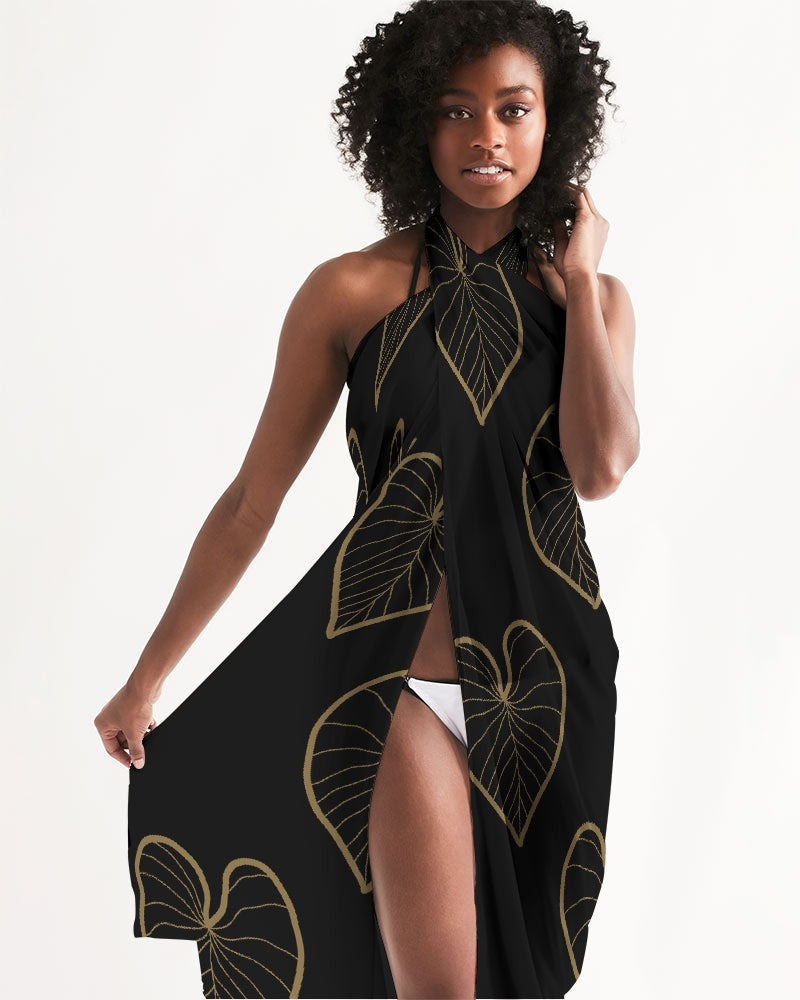 kalo leaf gold design Swim Cover Up