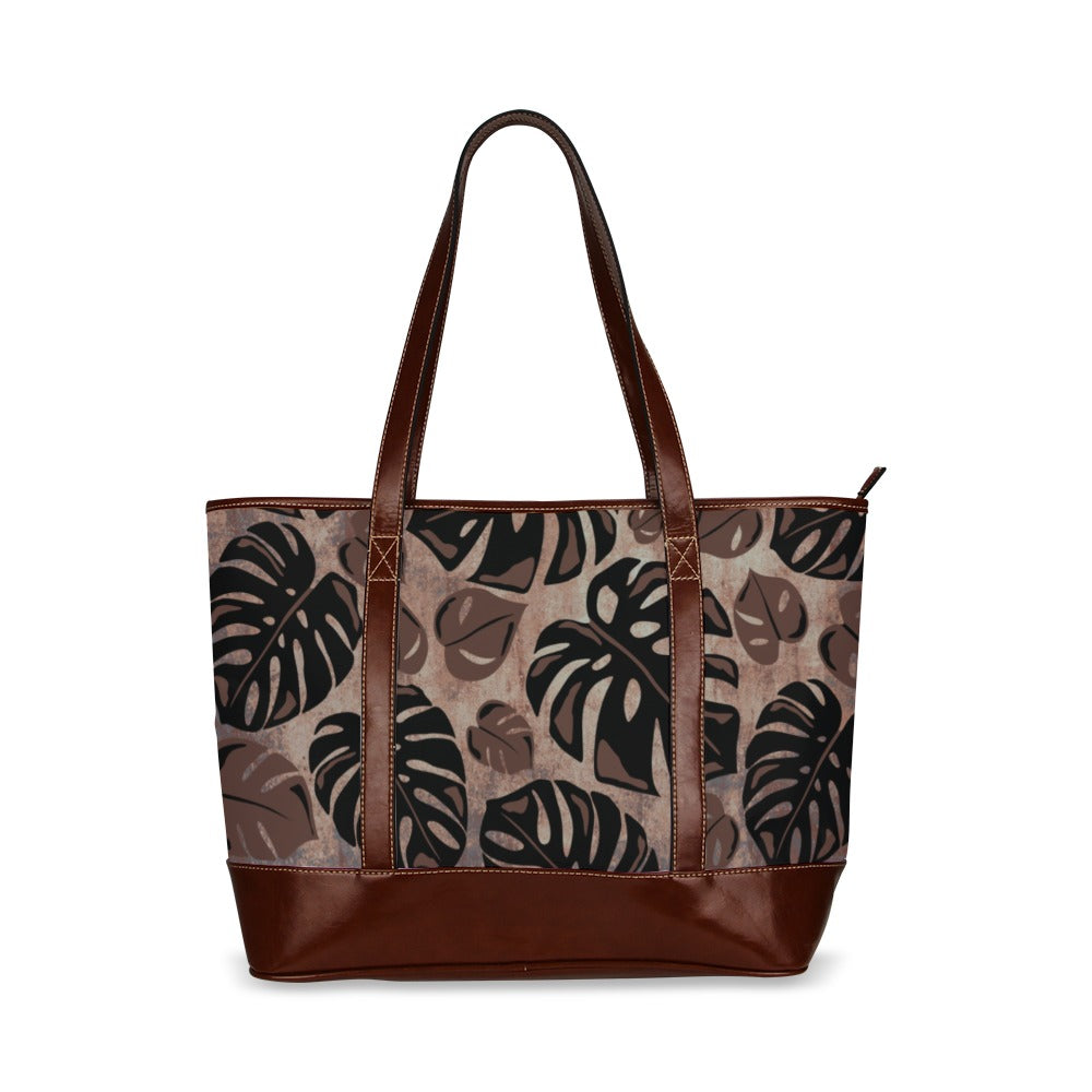 Kalo Taro Neutral Brown Watercolor Tote Bag Tote Handbag (Model 1642)