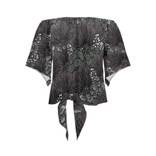 Load image into Gallery viewer, &#39;Ohi&#39;a Lehua Design Hawaiian Print Off Shoulder Front Knot Blouse