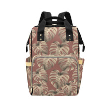 Load image into Gallery viewer, Mauve Monstera Hawaiian Print Multi Function Backpack
