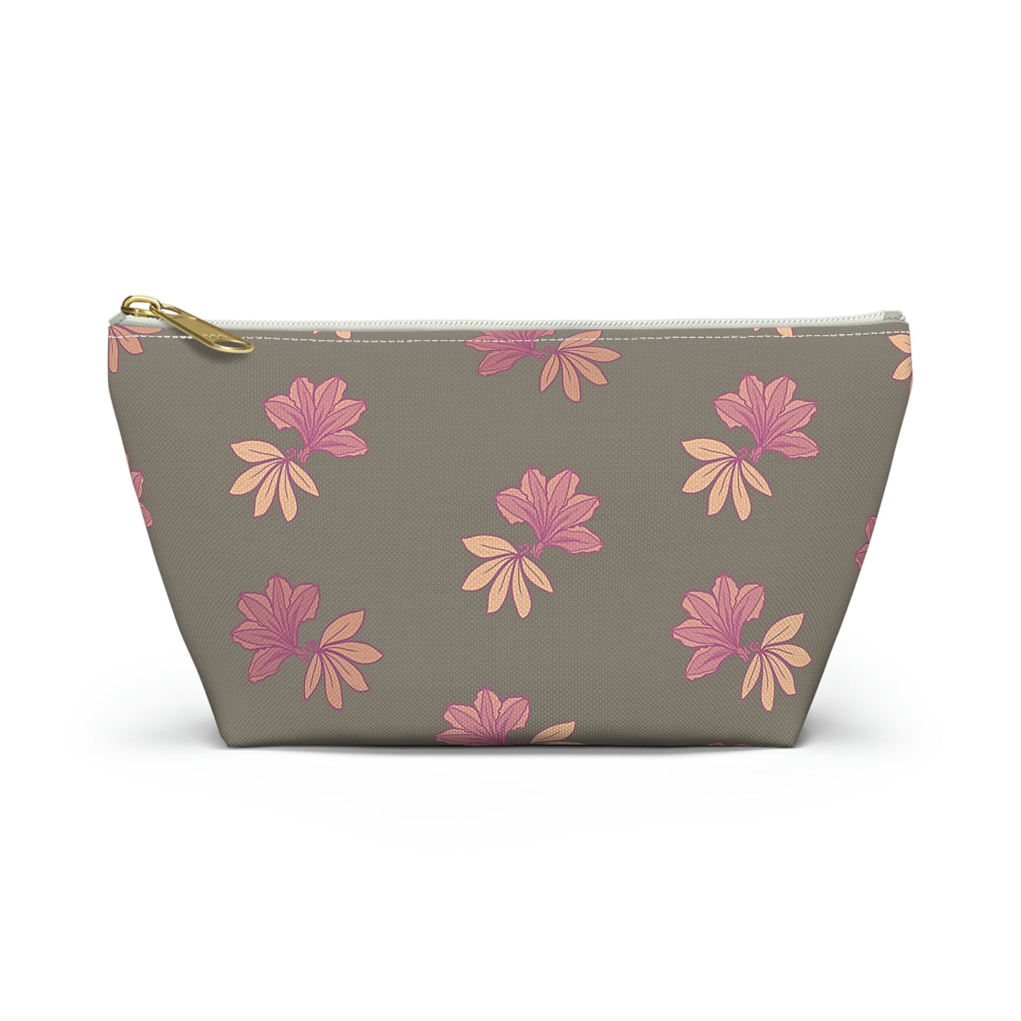 Naupaka Taupe & Pink Accessory Pouch w T-bottom