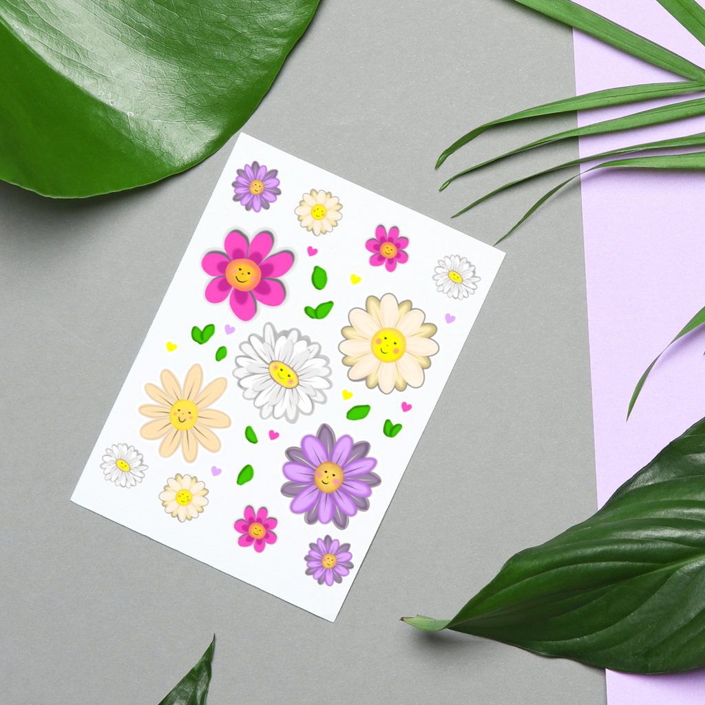 Cute Daisies - Hand drawn Daisy Sticker Sheet