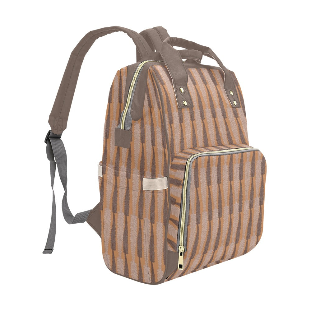 Hapu'u Fern Orange and Brown Multi Function Diaper Backpack Multi-Function Diaper Backpack/Diaper Bag