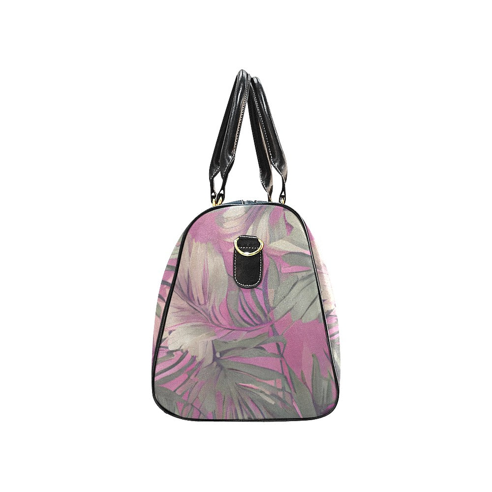 Hawaiian Tropical Print Pink Water-Resistant Travel Duffle Bag - Large