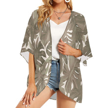 Load image into Gallery viewer, Monstera Tropical Hawaiian Print Kimono Cover Up - Neutral