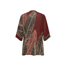 Load image into Gallery viewer, Banana Leaf Hawaiian Print Kimono Cover Up - Wine (Lau Mai&#39;a Chiffon Cover Up)