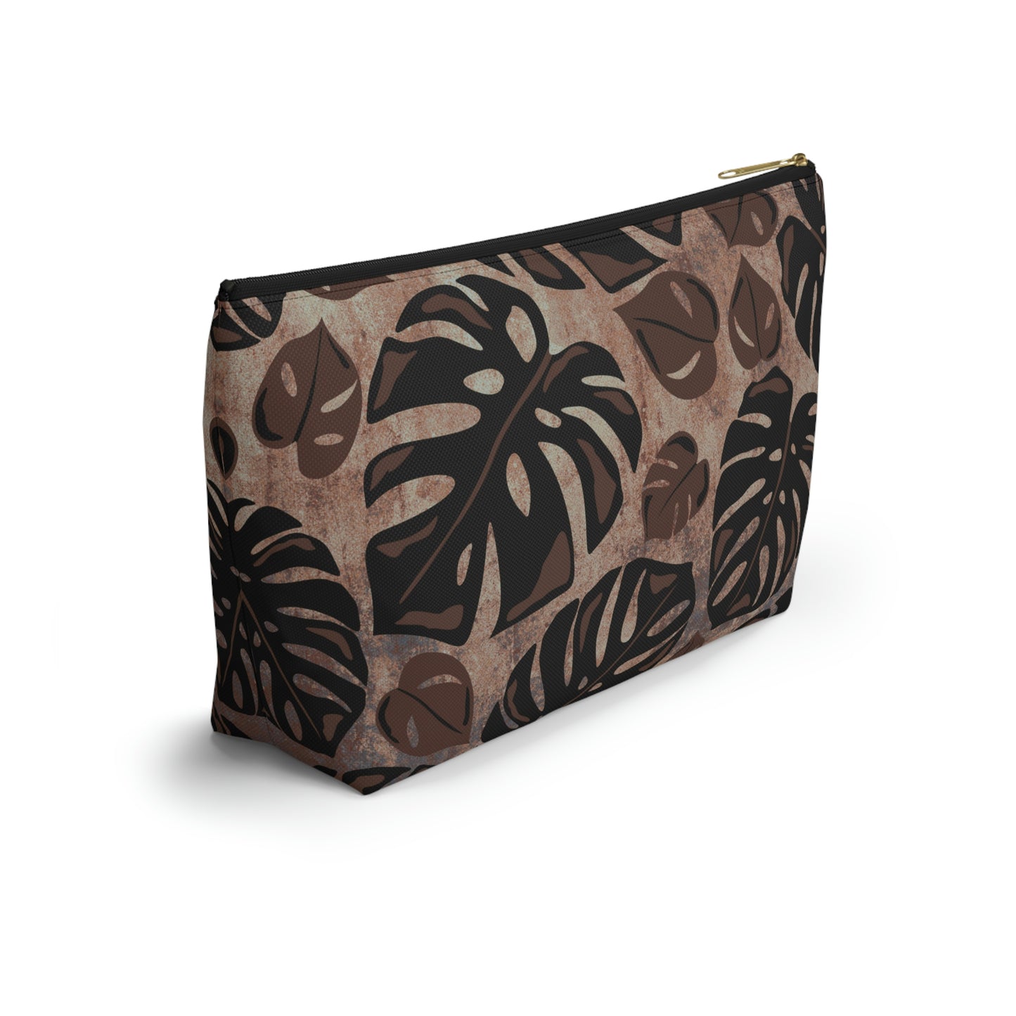 Monstera Watercolor Accessory Pouch with T-bottom