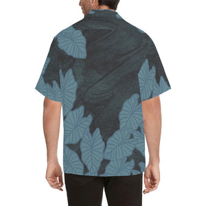 Kalo Blue Watercolor Men's Aloha Shirt Hawaiian Shirt with Merged Design (Model T58)