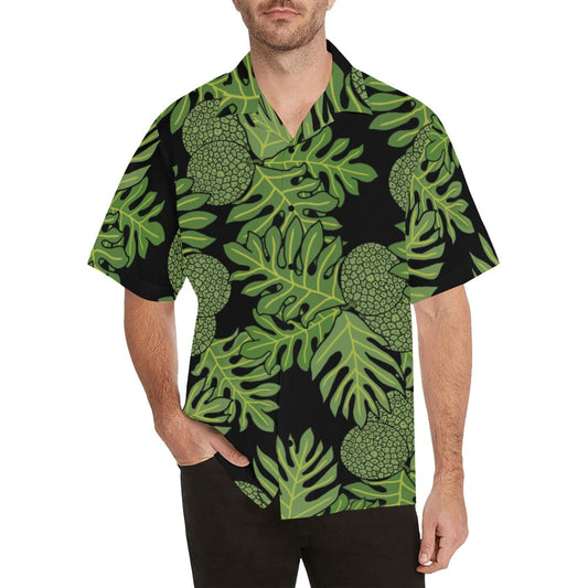 Ulu Breadfruit Hawaiian Print Men's Aloha Shirt - Green and Black